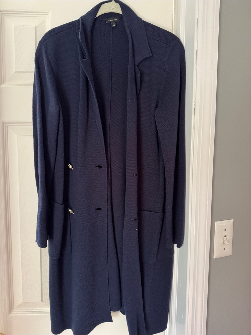 Talbots Dark Navy Long Knit Duster Coatigan